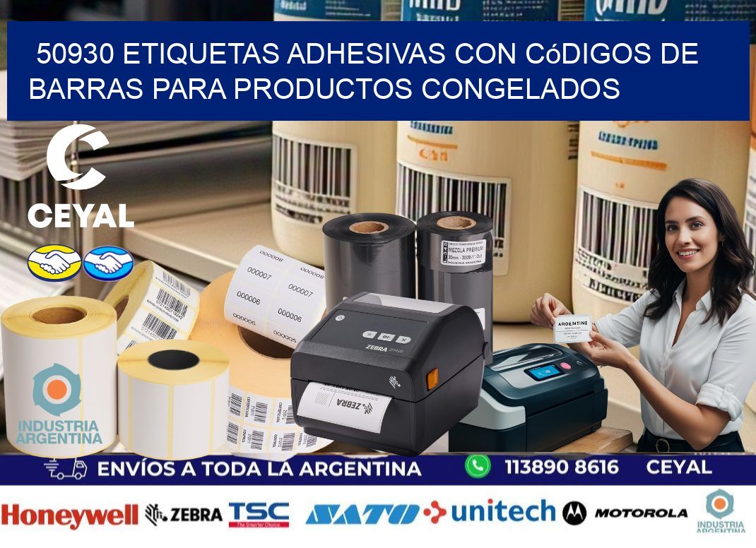 50930 Etiquetas adhesivas con códigos de barras para productos congelados