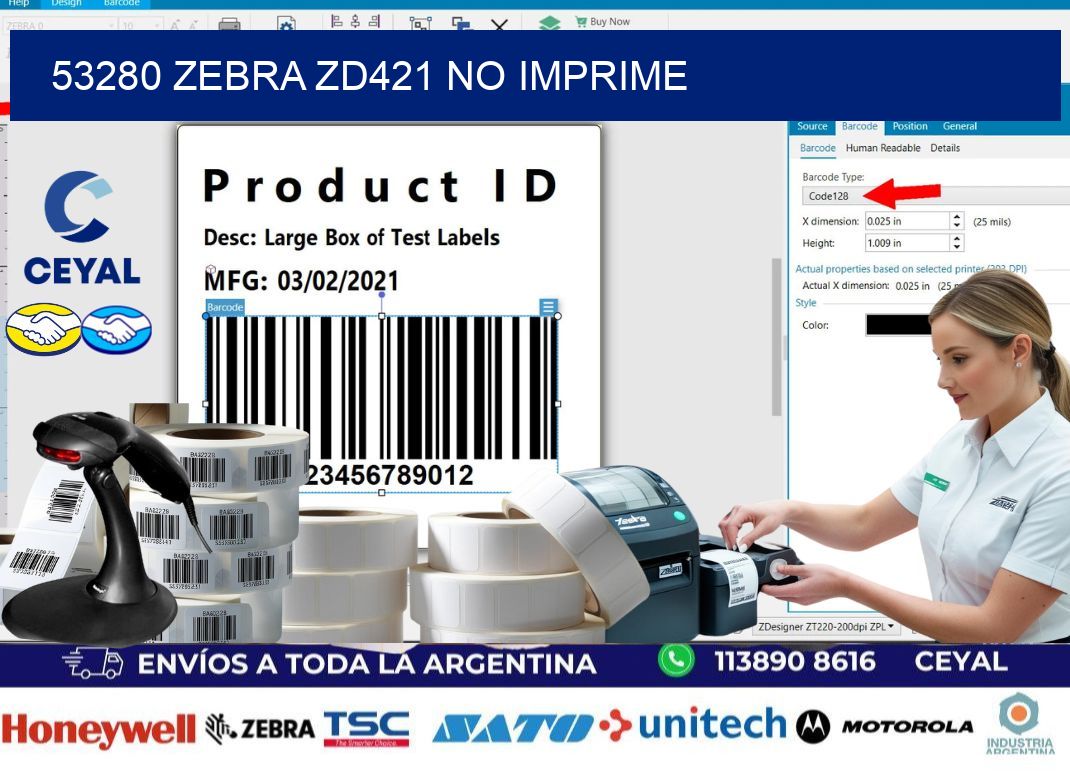 53280 Zebra ZD421 no imprime