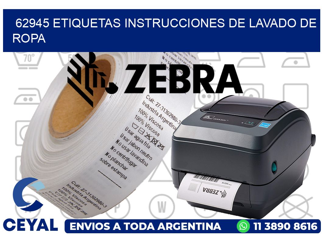 62945 etiquetas instrucciones de lavado de ropa