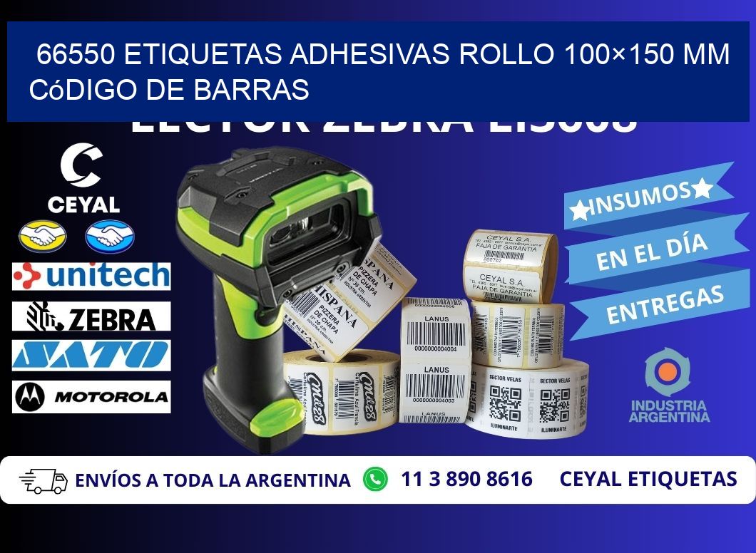 66550 etiquetas adhesivas rollo 100×150 mm código de barras