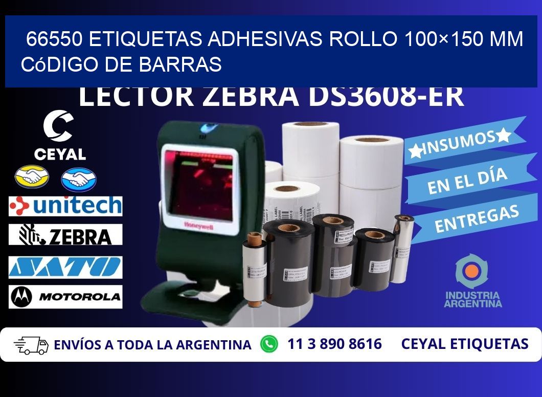 66550 etiquetas adhesivas rollo 100×150 mm código de barras