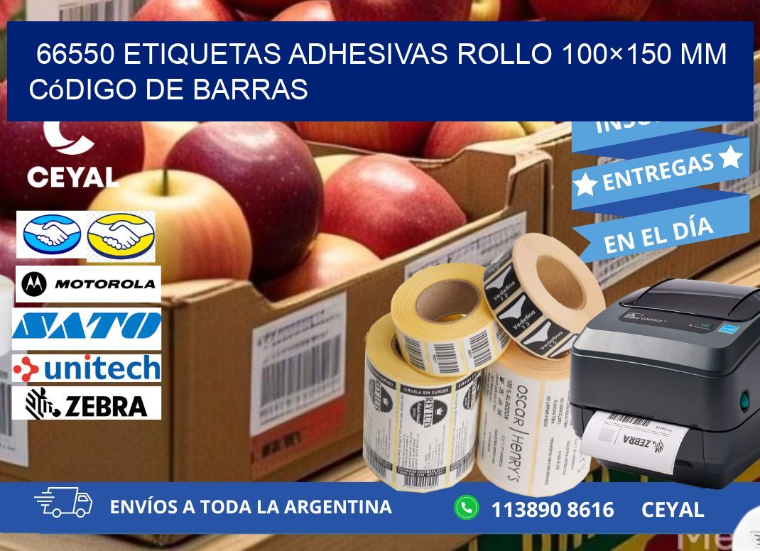66550 etiquetas adhesivas rollo 100×150 mm código de barras