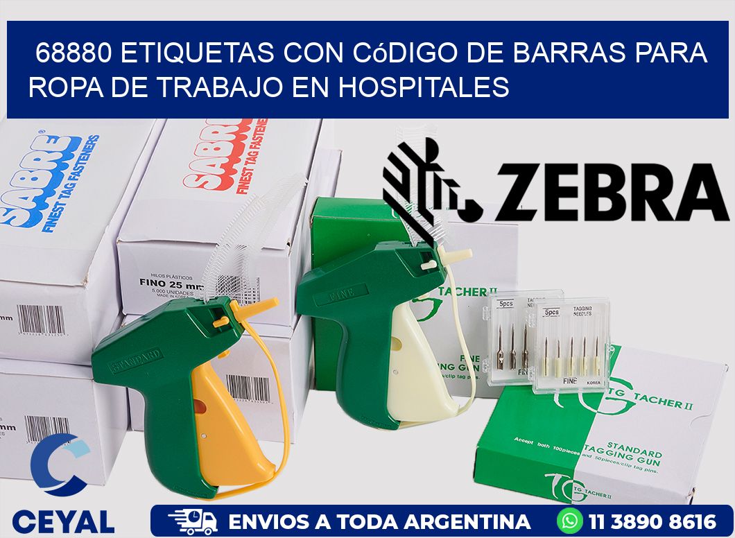 68880 Etiquetas con código de barras para ropa de trabajo en hospitales