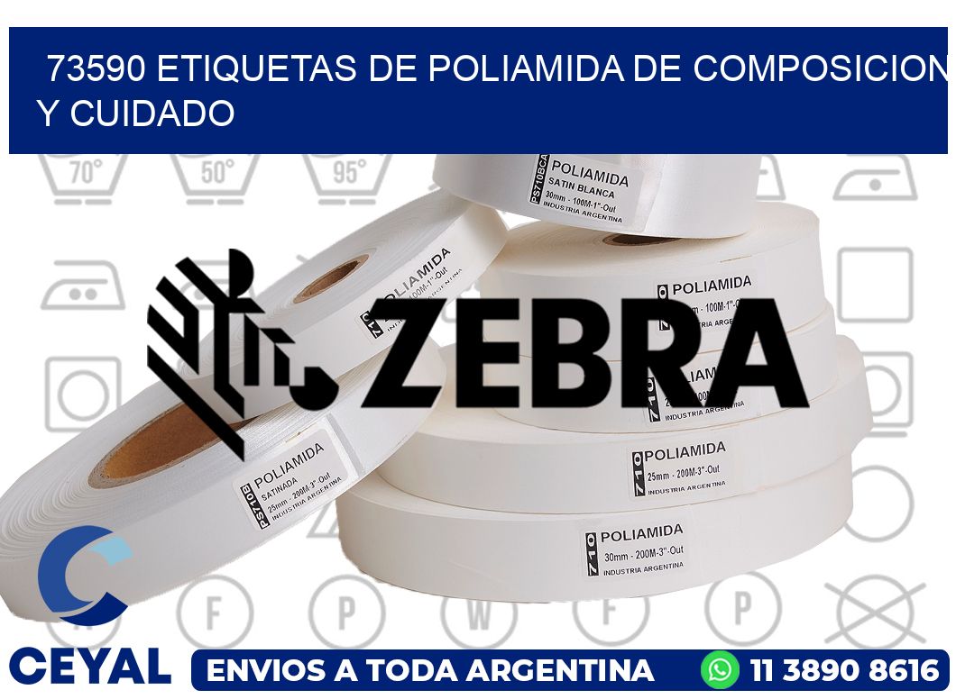 73590 etiquetas de poliamida de composicion y cuidado