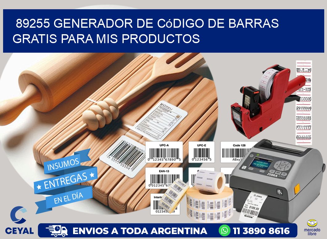 89255 Generador de código de barras gratis para mis productos