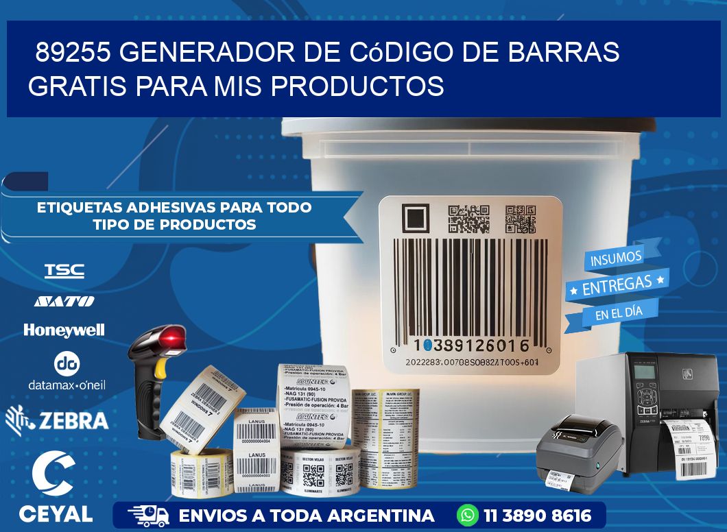 89255 Generador de código de barras gratis para mis productos