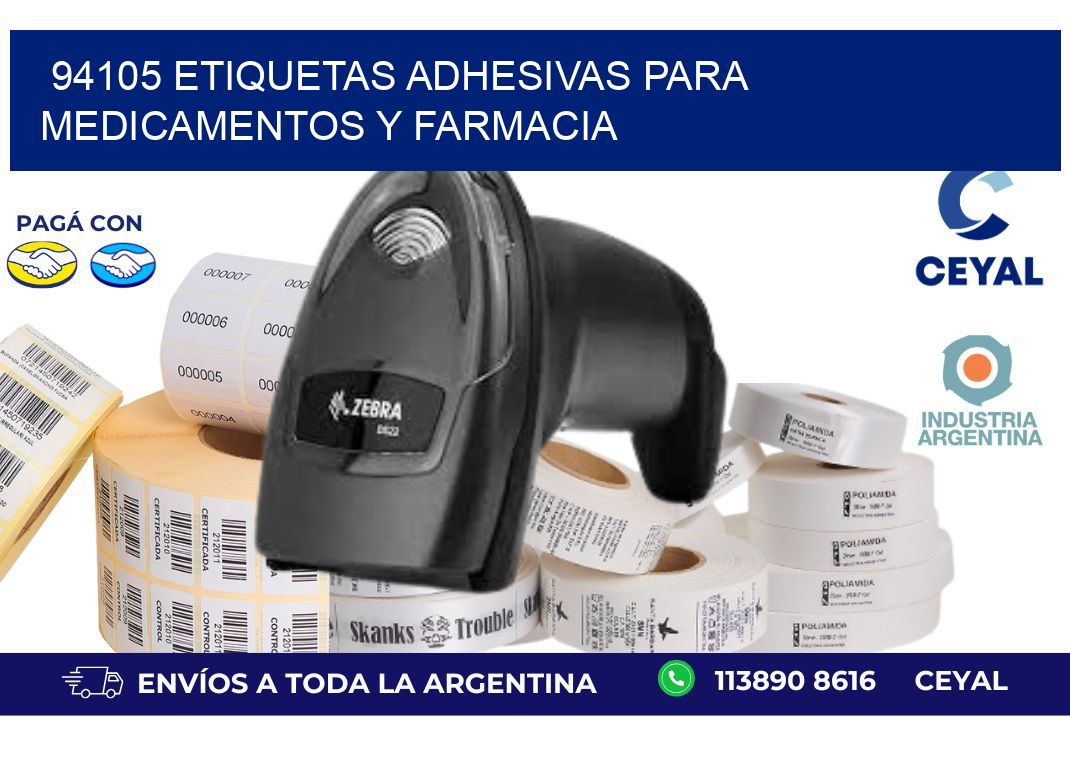 94105 Etiquetas adhesivas para medicamentos y farmacia