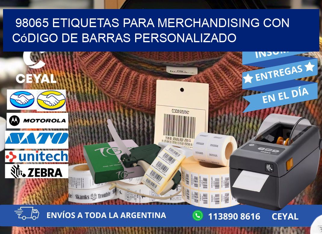 98065 etiquetas para merchandising con código de barras personalizado