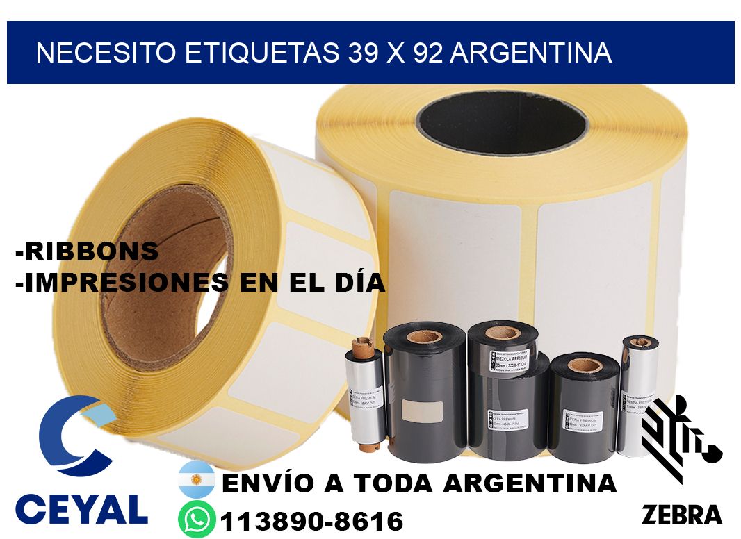 Necesito etiquetas 39 x 92 argentina