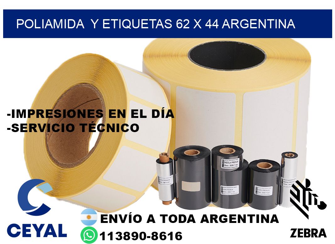 Poliamida  y etiquetas 62 x 44 argentina