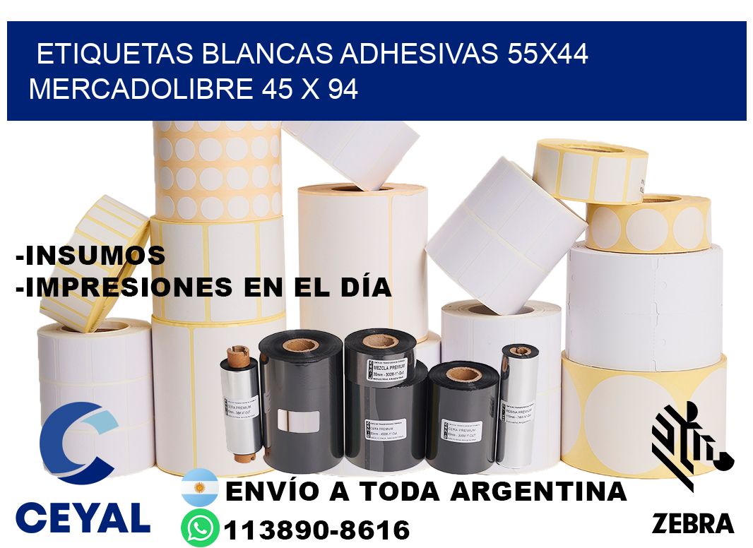 etiquetas blancas adhesivas 55x44 mercadolibre 45 x 94