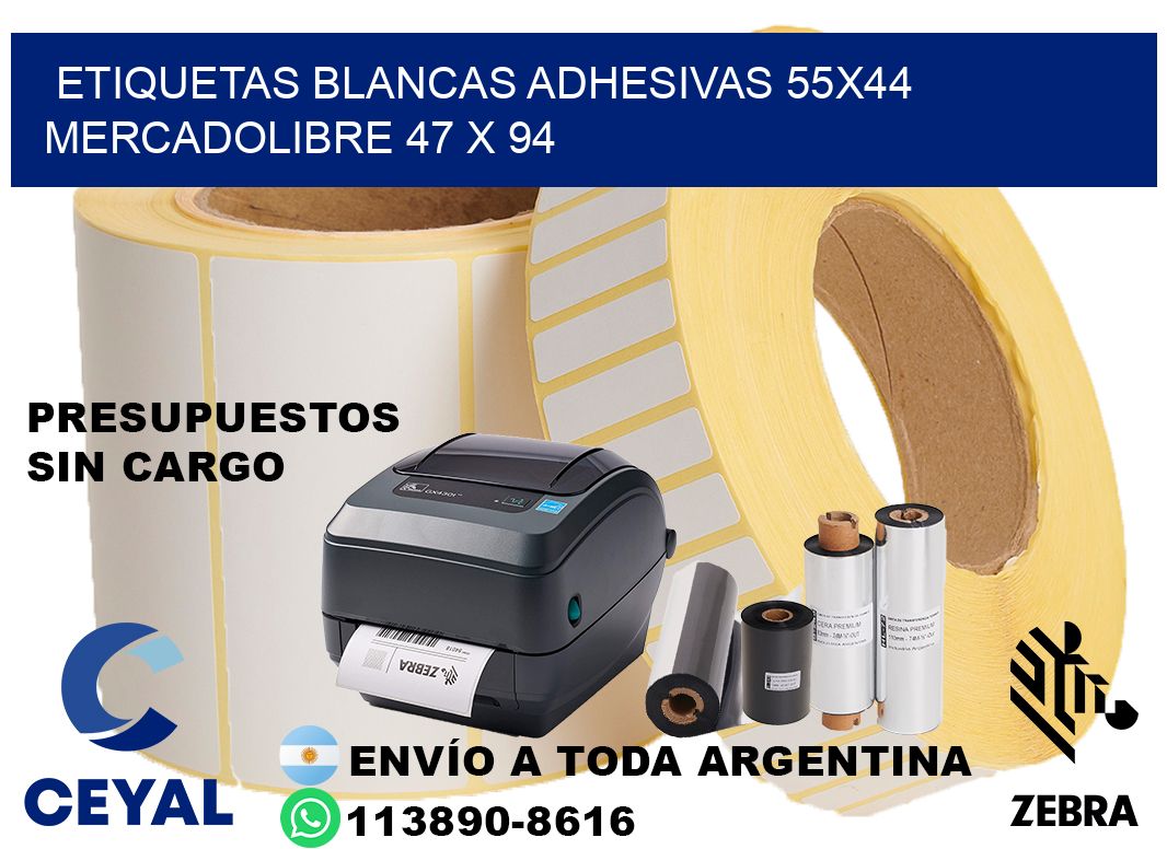 etiquetas blancas adhesivas 55x44 mercadolibre 47 x 94