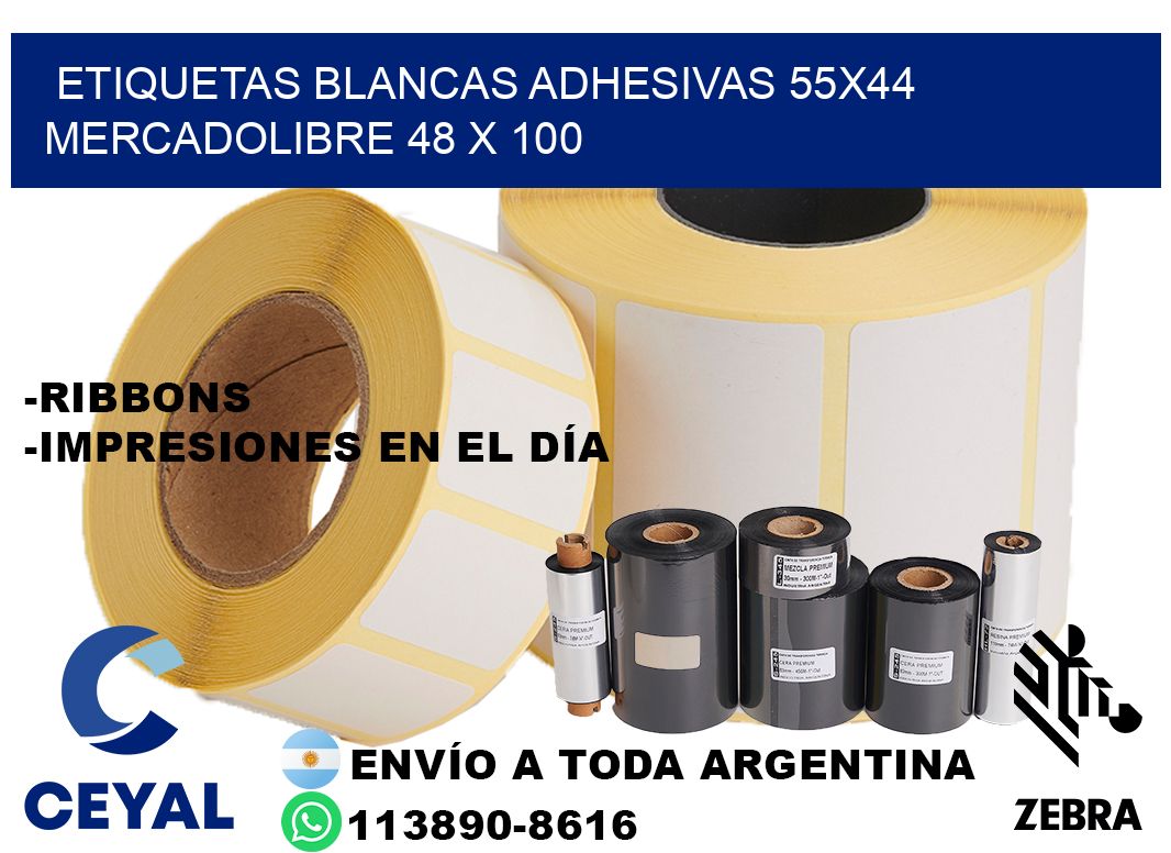 etiquetas blancas adhesivas 55x44 mercadolibre 48 x 100