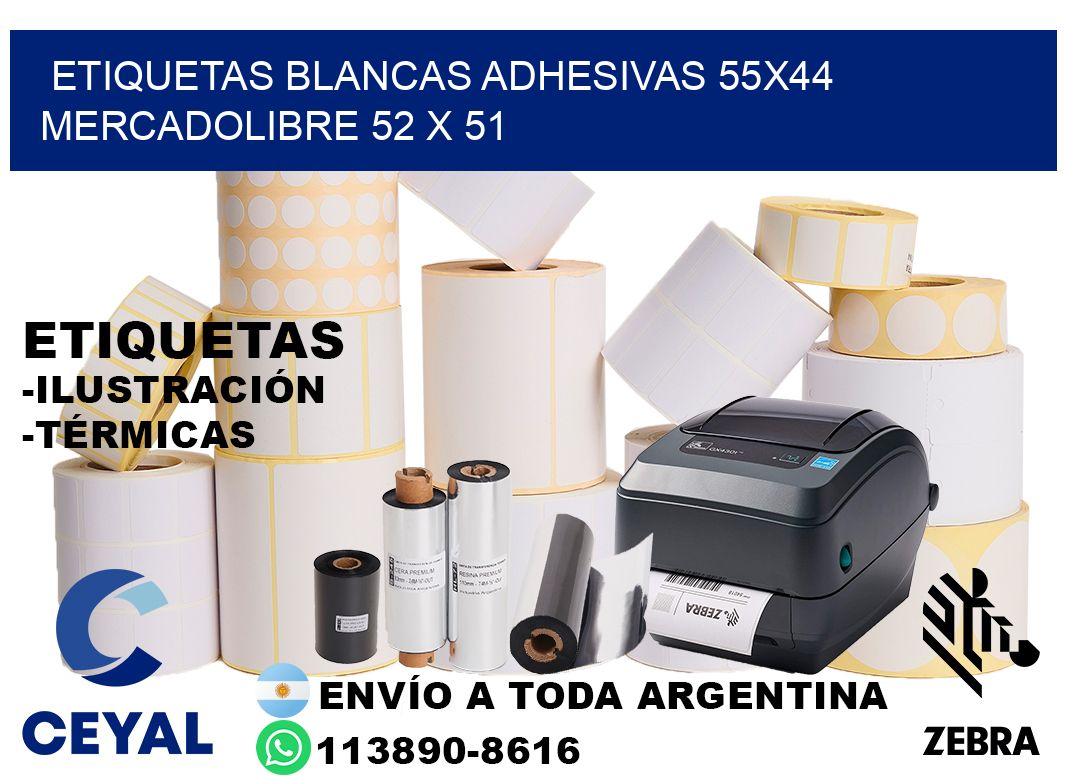 etiquetas blancas adhesivas 55x44 mercadolibre 52 x 51