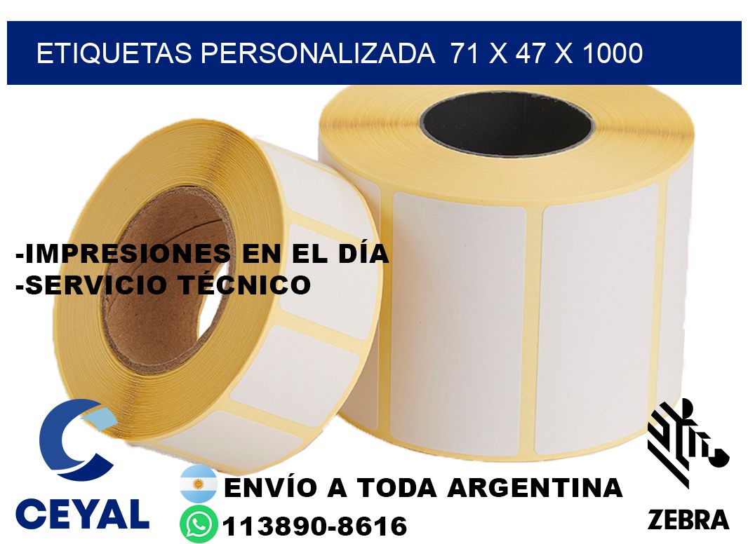 etiquetas personalizada  71 x 47 x 1000