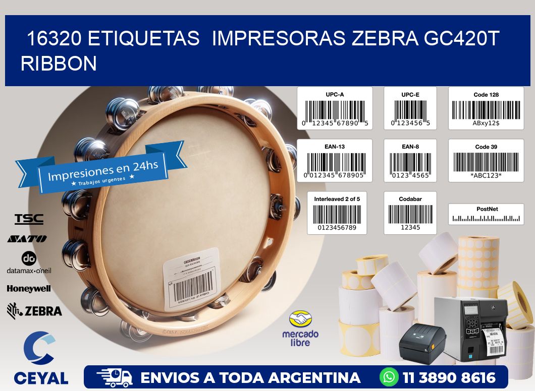 16320 etiquetas  impresoras zebra gc420t ribbon