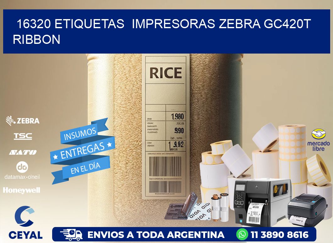 16320 etiquetas  impresoras zebra gc420t ribbon