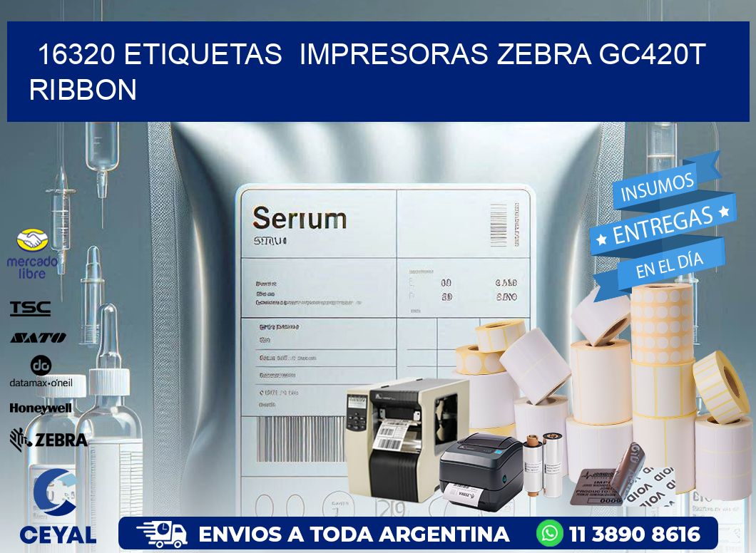 16320 etiquetas  impresoras zebra gc420t ribbon