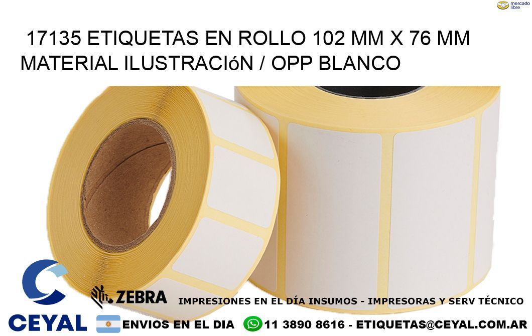 17135 Etiquetas en rollo 102 mm x 76 mm material Ilustración / OPP Blanco
