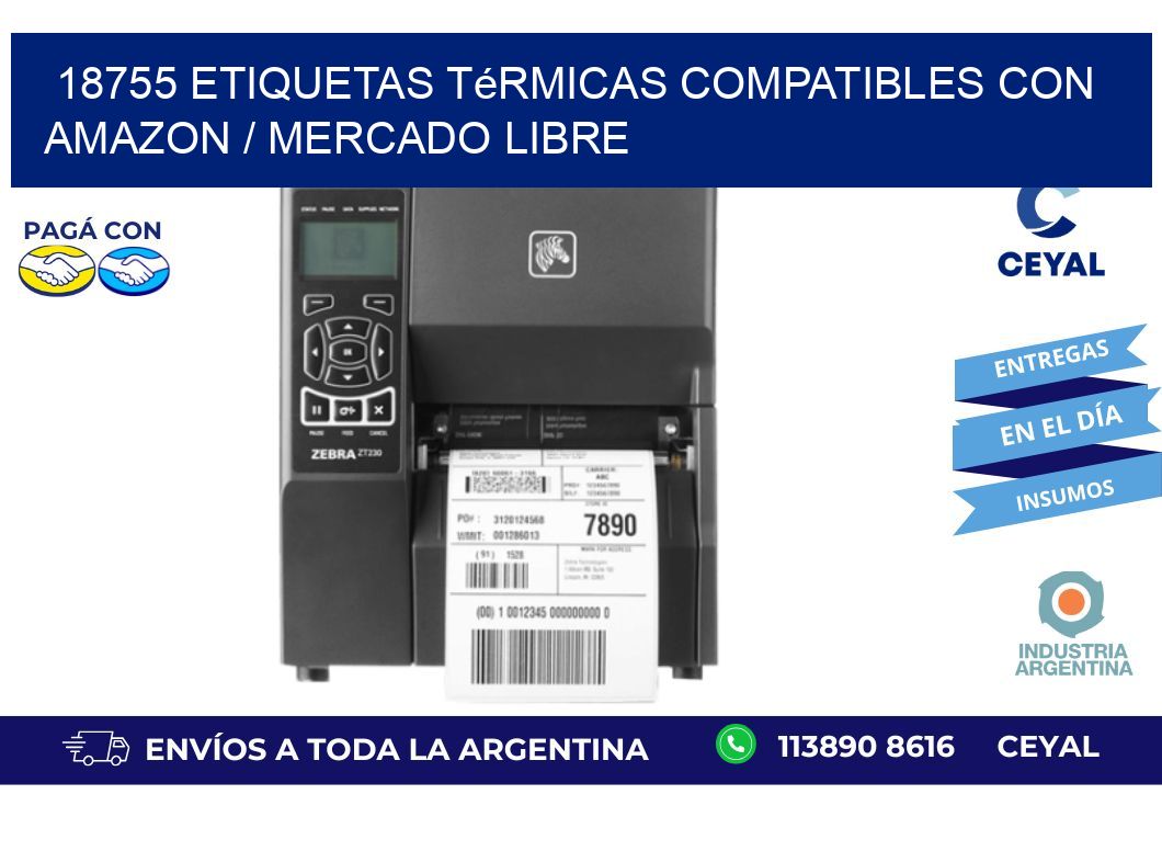 18755 etiquetas térmicas compatibles con Amazon / Mercado Libre