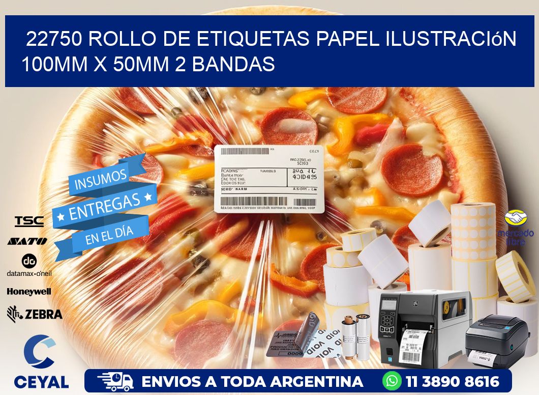 22750 Rollo de Etiquetas Papel Ilustración 100mm x 50mm 2 Bandas