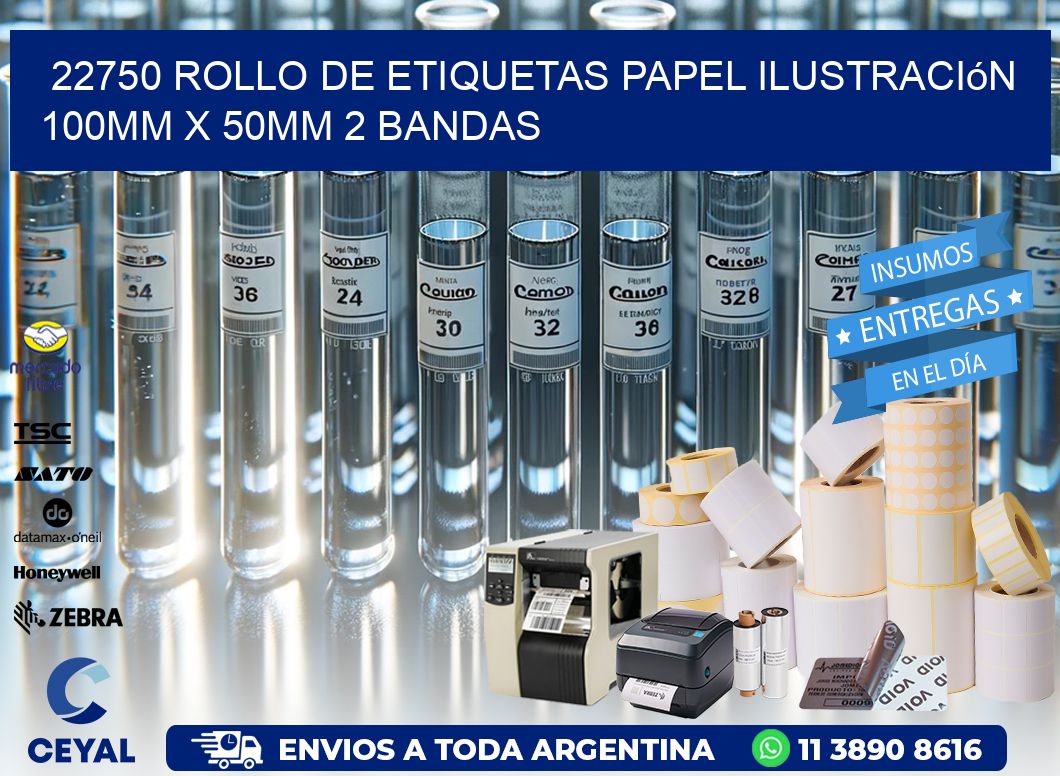 22750 Rollo de Etiquetas Papel Ilustración 100mm x 50mm 2 Bandas