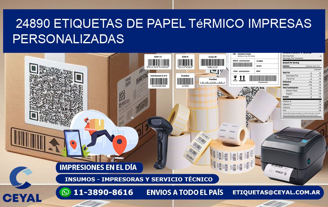 24890 Etiquetas de papel térmico impresas personalizadas