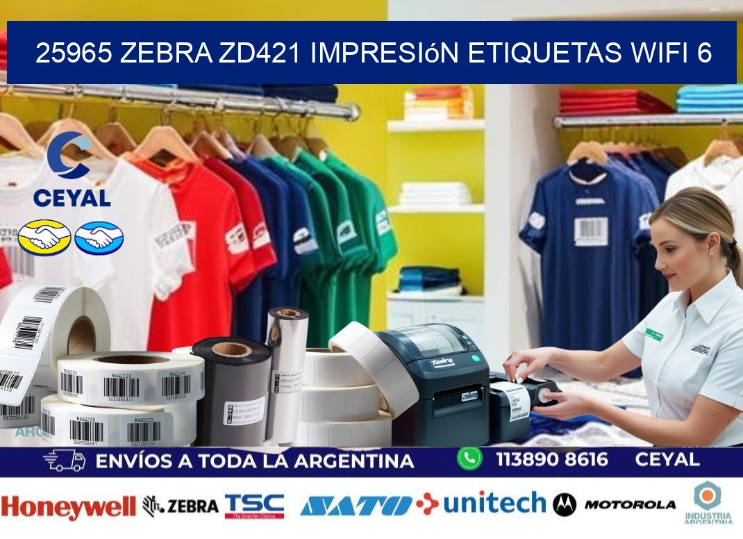 25965 Zebra ZD421 impresión etiquetas WiFi 6
