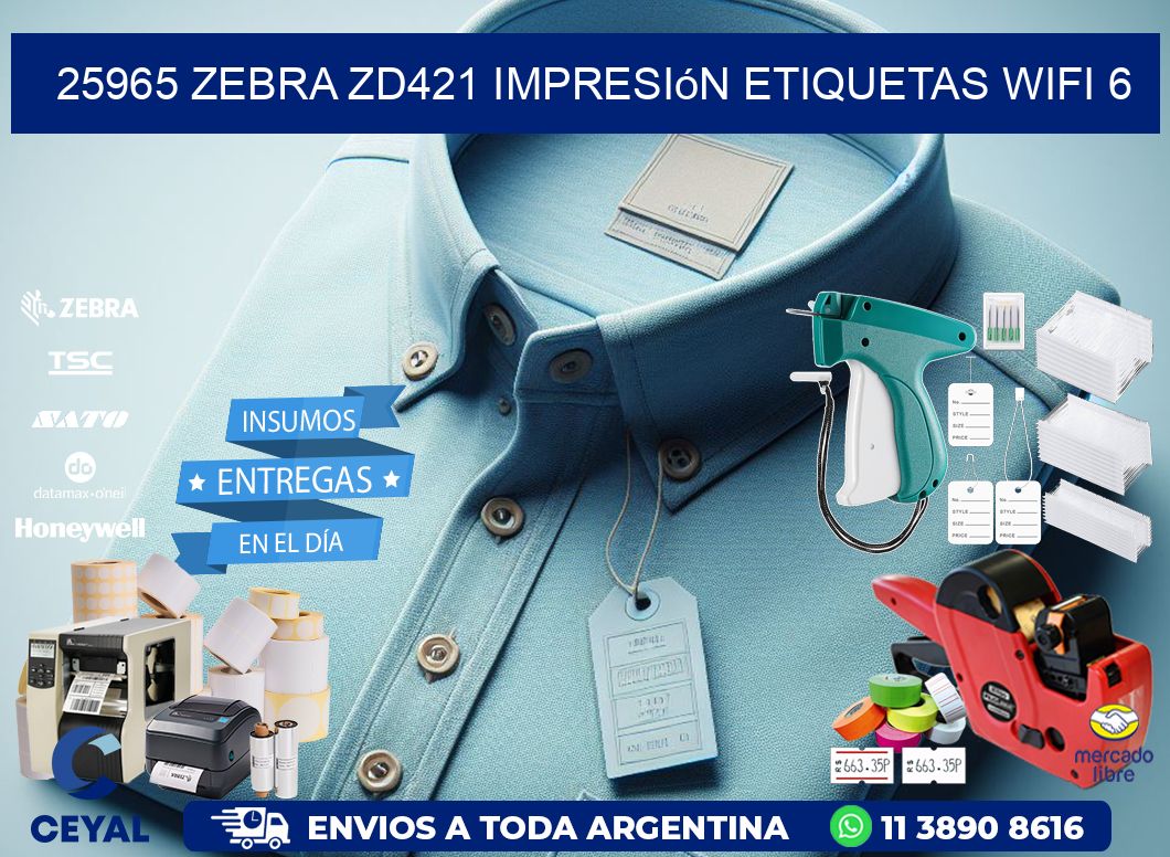 25965 Zebra ZD421 impresión etiquetas WiFi 6