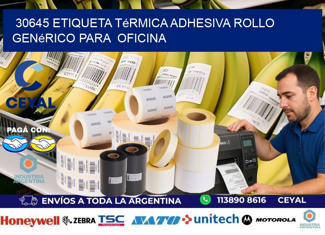 30645 Etiqueta térmica adhesiva Rollo genérico para  oficina