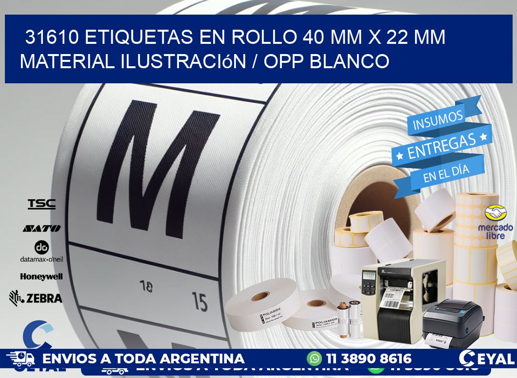 31610 Etiquetas en rollo 40 mm x 22 mm material Ilustración / OPP Blanco