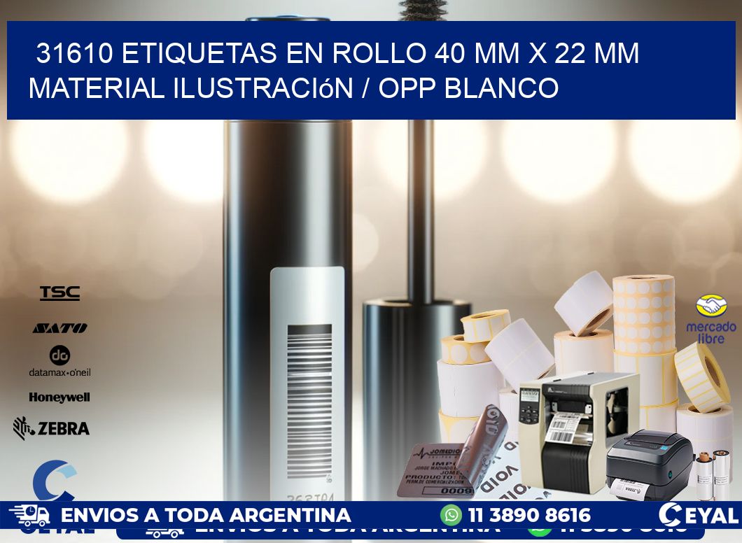 31610 Etiquetas en rollo 40 mm x 22 mm material Ilustración / OPP Blanco