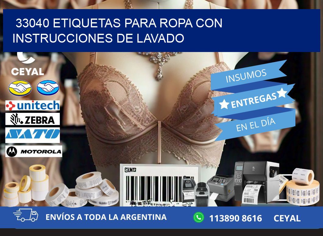 33040 etiquetas para ropa con instrucciones de lavado