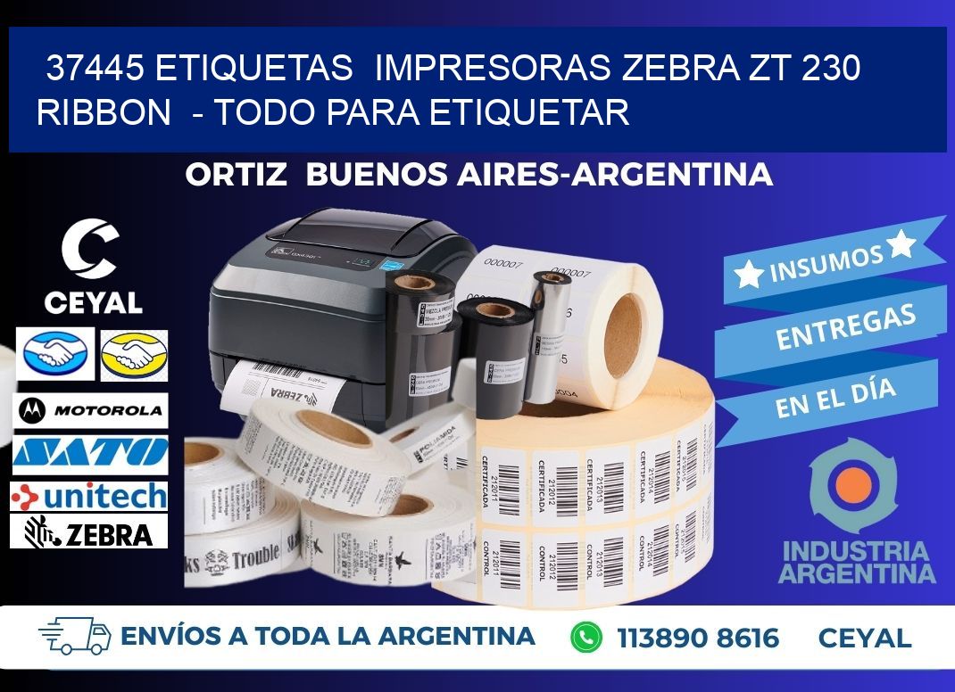 37445 etiquetas  impresoras zebra zt 230 ribbon  - Todo para Etiquetar