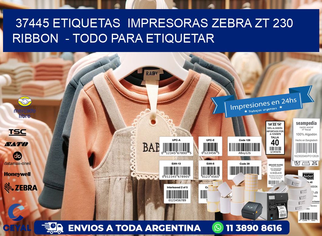 37445 etiquetas  impresoras zebra zt 230 ribbon  - Todo para Etiquetar