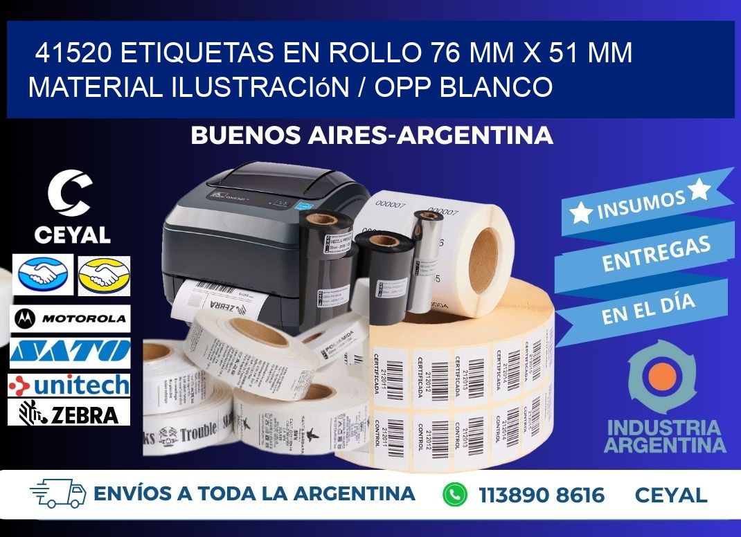 41520 Etiquetas en rollo 76 mm x 51 mm material Ilustración / OPP Blanco