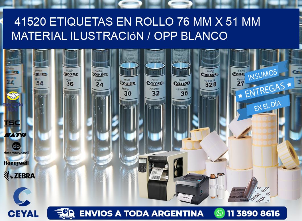 41520 Etiquetas en rollo 76 mm x 51 mm material Ilustración / OPP Blanco