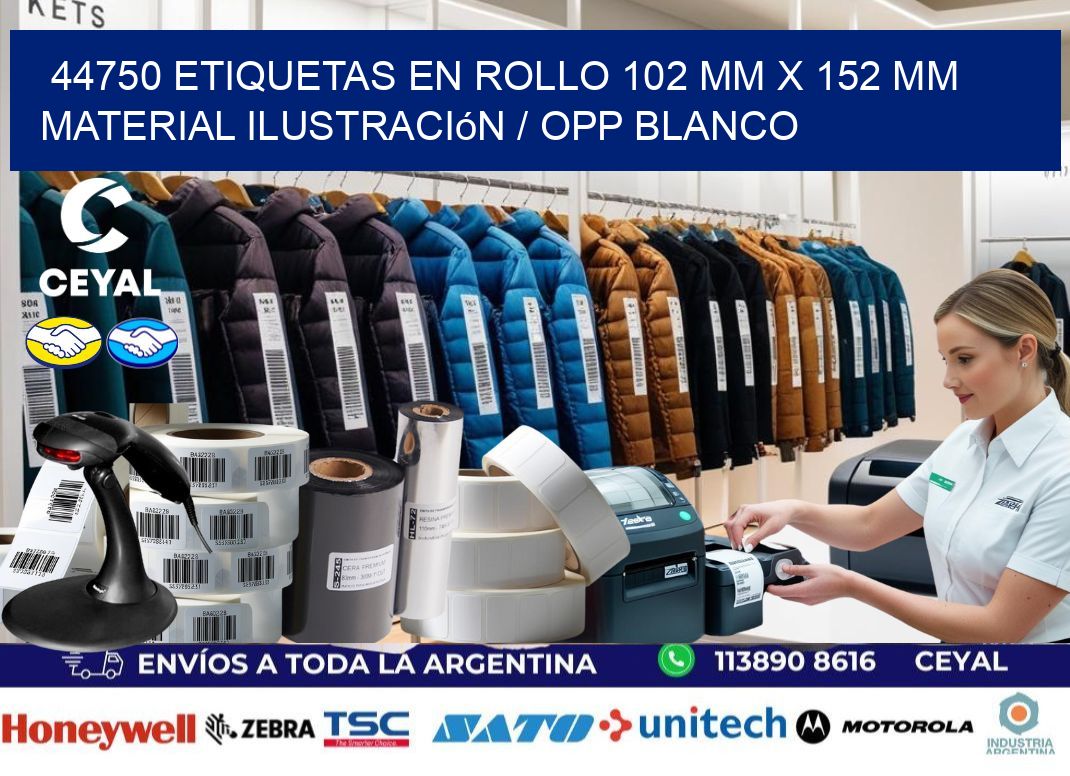 44750 Etiquetas en rollo 102 mm x 152 mm material Ilustración / OPP Blanco