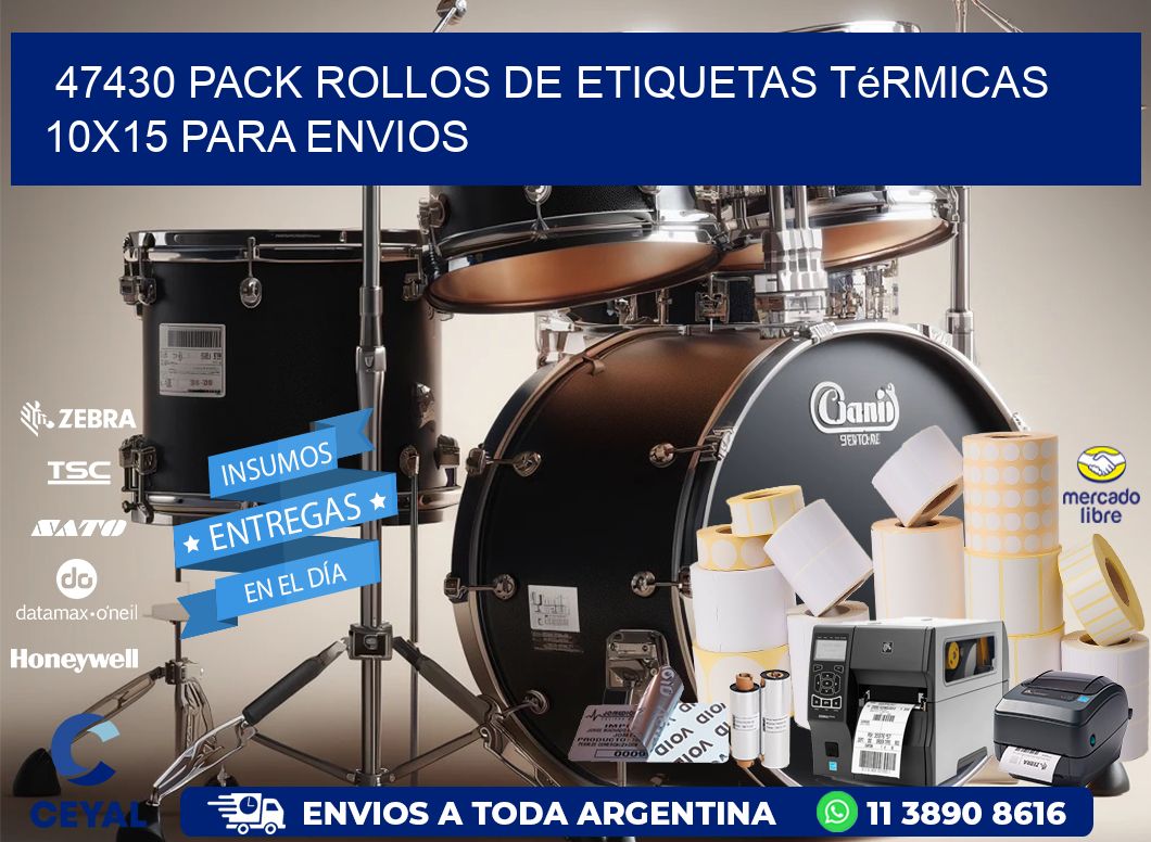 47430 pack rollos de etiquetas térmicas 10x15 para Envios