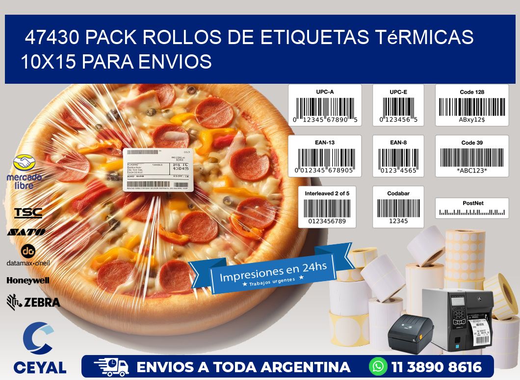 47430 pack rollos de etiquetas térmicas 10x15 para Envios