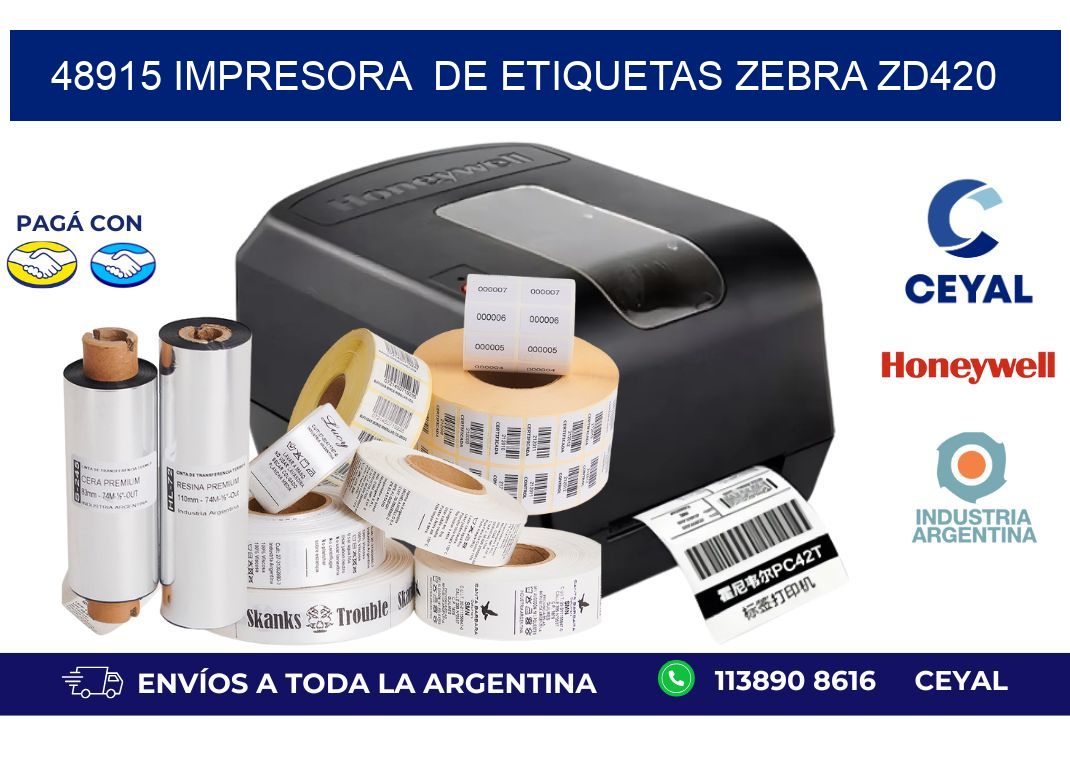 48915 impresora de etiquetas Zebra ZD420
