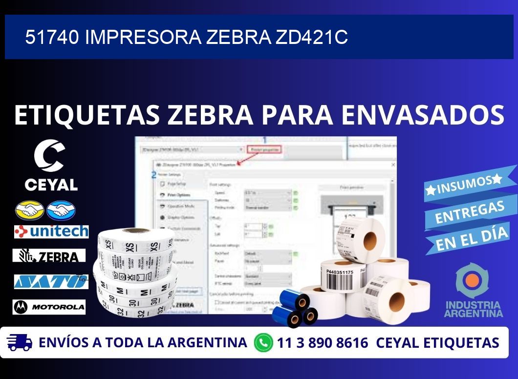 51740 Impresora Zebra zd421c