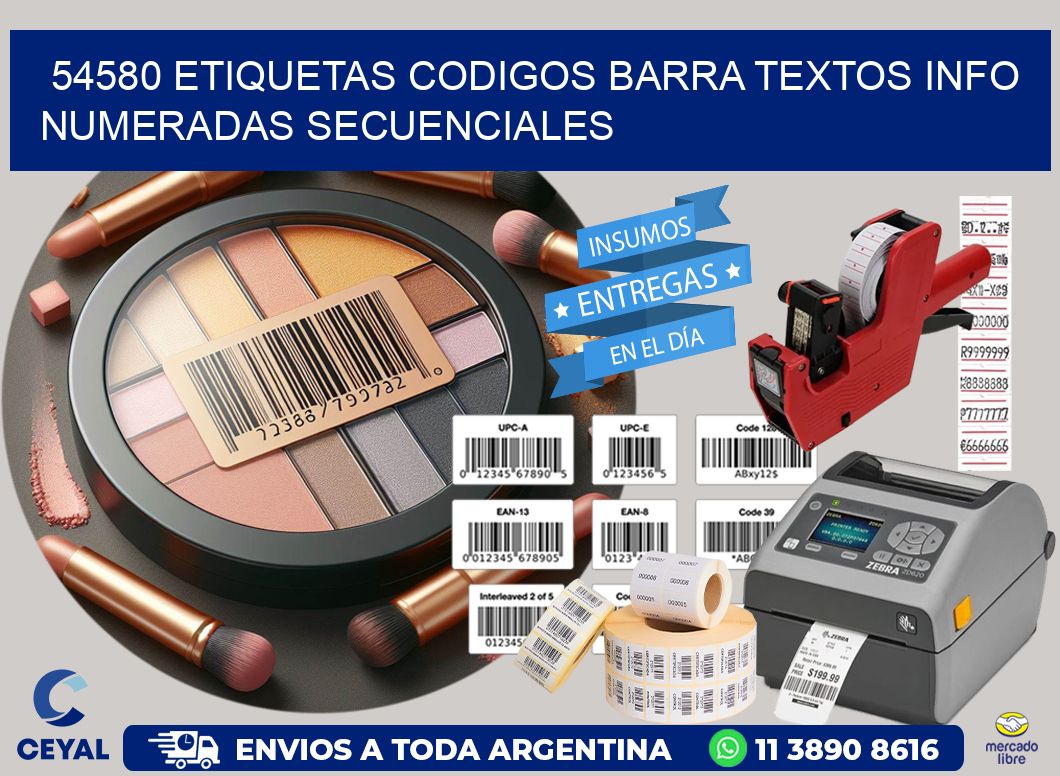 54580 Etiquetas Codigos Barra Textos Info Numeradas Secuenciales