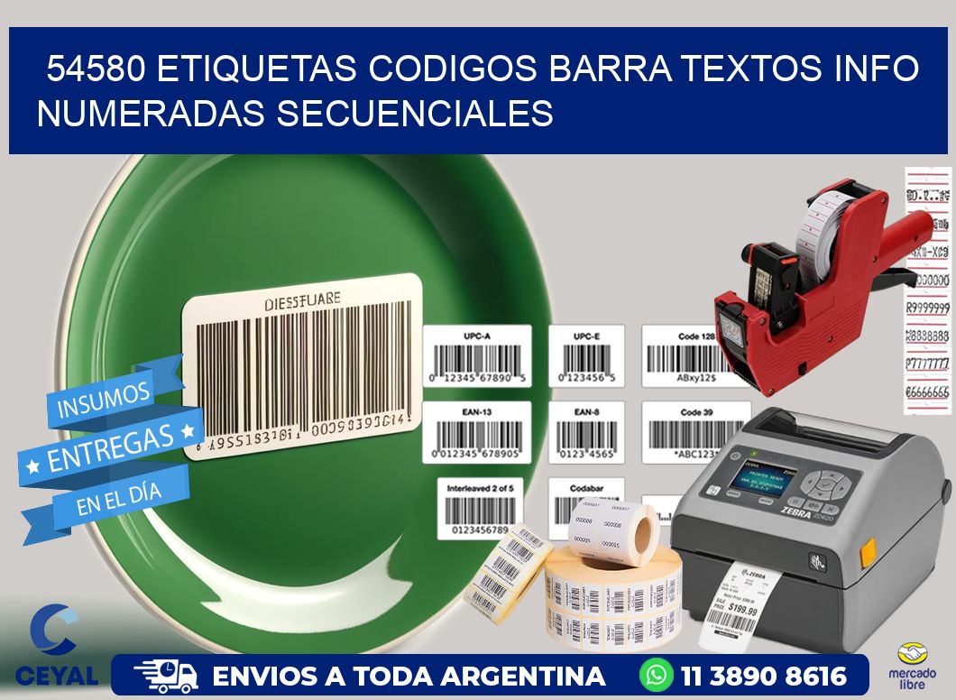 54580 Etiquetas Codigos Barra Textos Info Numeradas Secuenciales