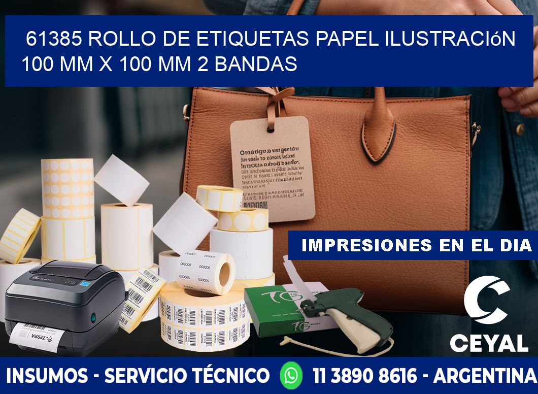 61385 Rollo de Etiquetas Papel Ilustración 100 mm x 100 mm 2 Bandas