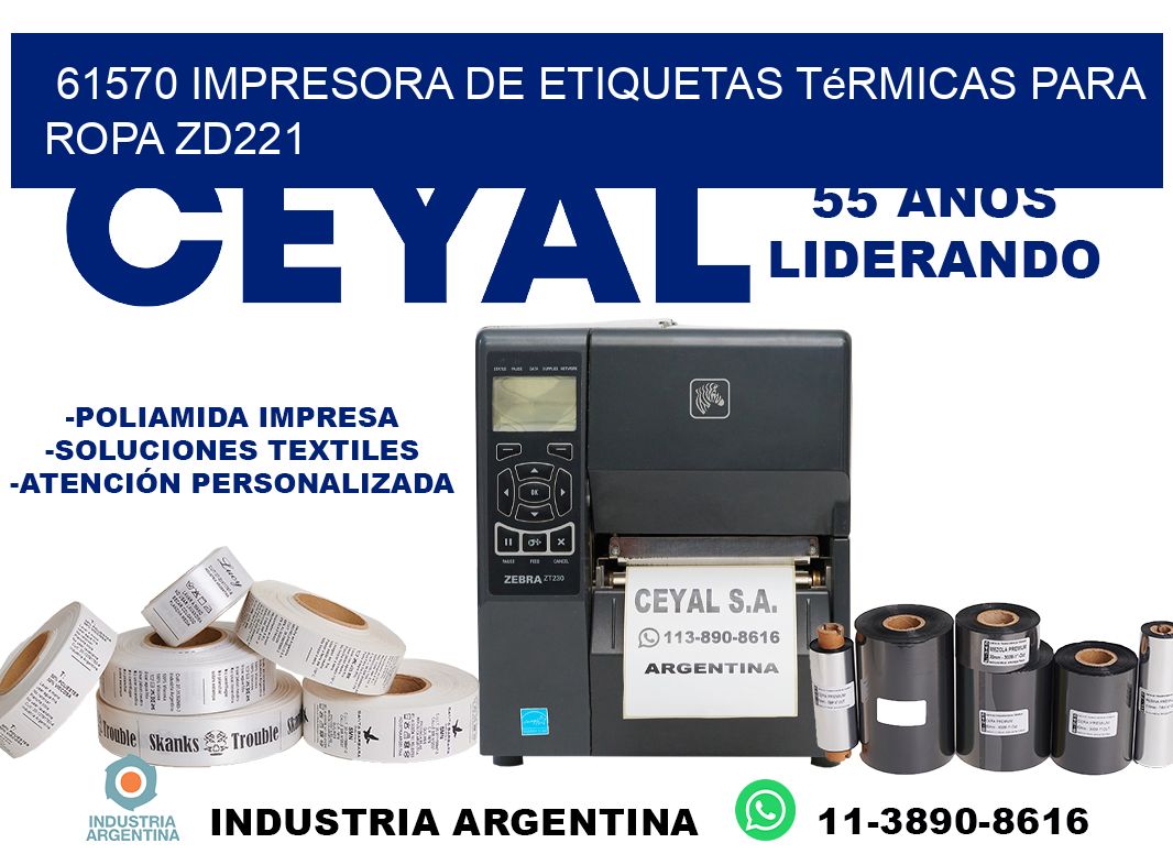 61570 impresora de etiquetas térmicas para ropa ZD221