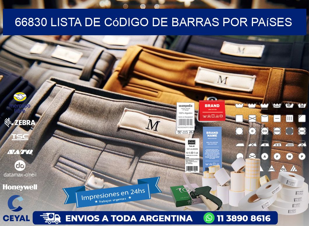 66830 Lista de código de barras por países