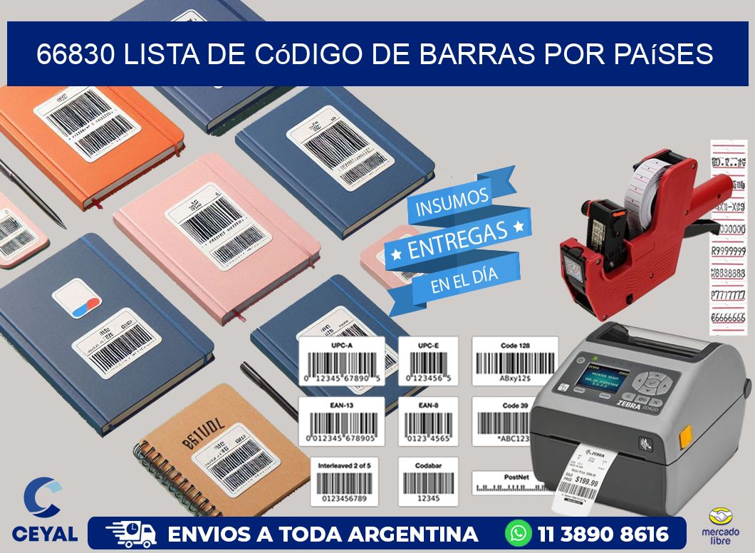 66830 Lista de código de barras por países