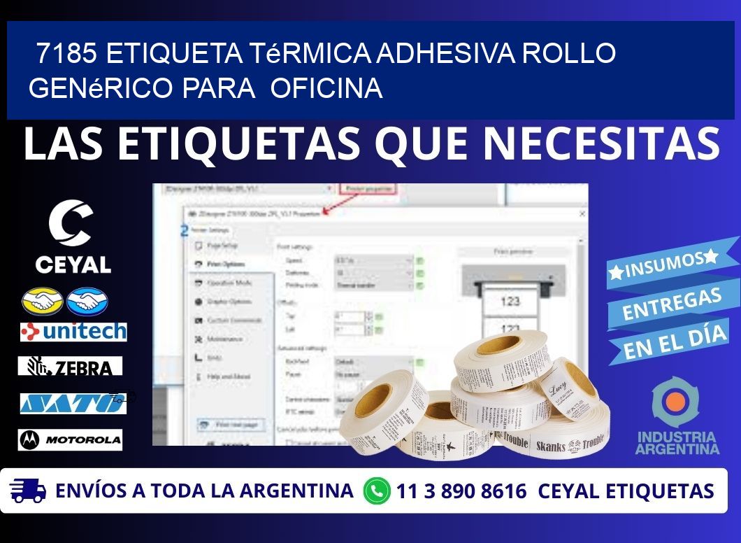 7185 Etiqueta térmica adhesiva Rollo genérico para  oficina