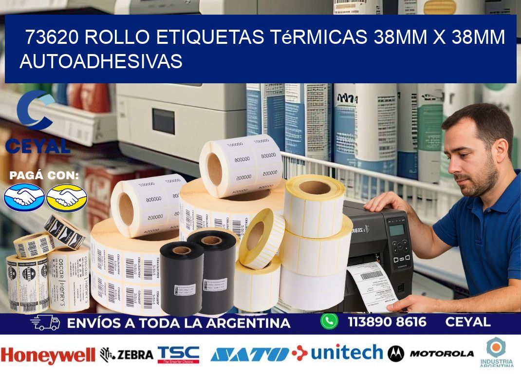 73620 Rollo Etiquetas Térmicas 38mm X 38mm Autoadhesivas